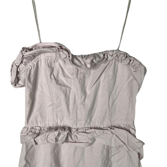 Brock Collection x H&M Pink Ruffle Dress Linen Blend Asymmetrical Ruffles Small - Picture 4 of 6